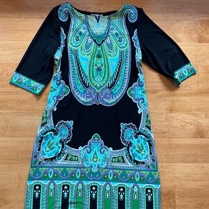 Sandra Darren Black Paisley Print Dress